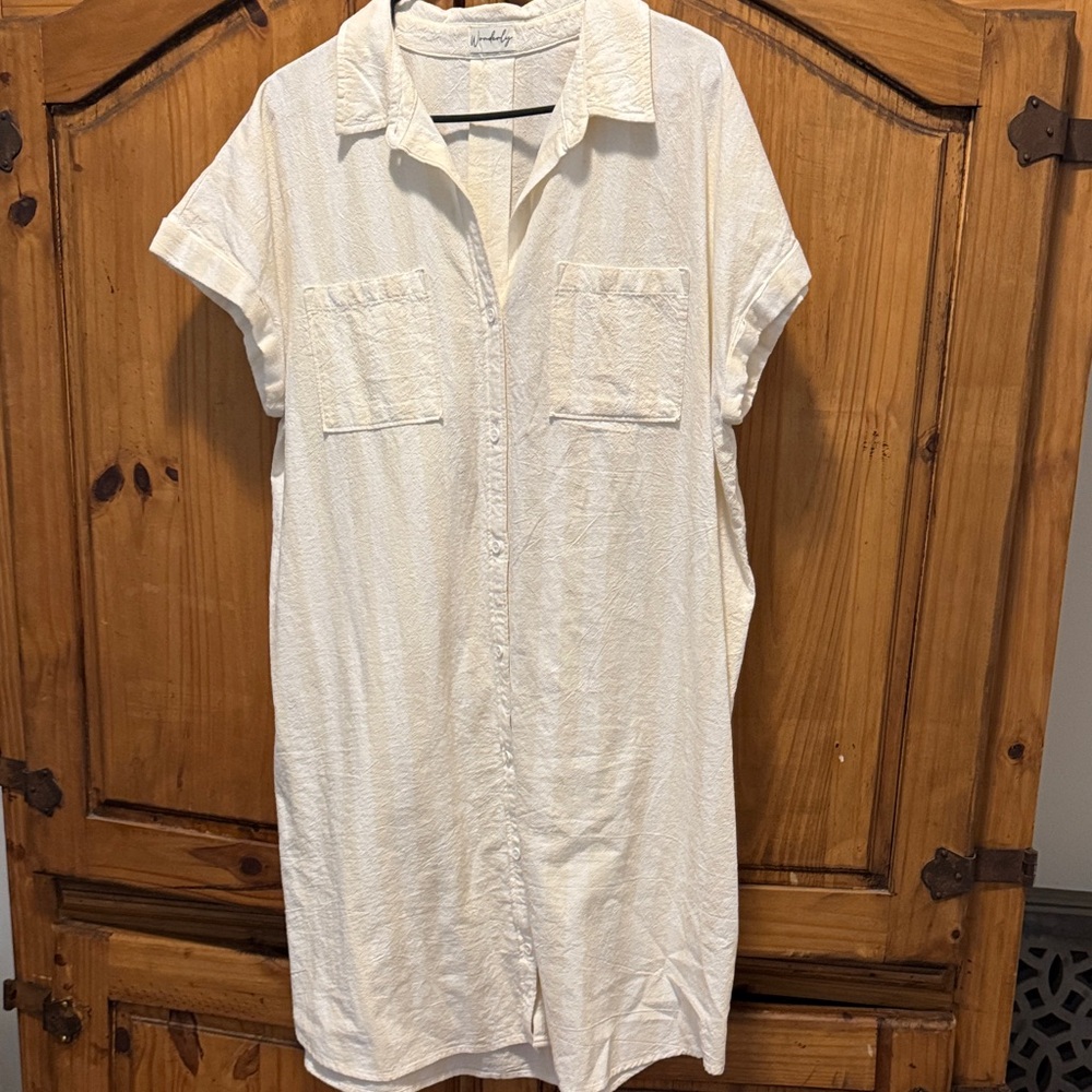 Wonderly Cream Shirt Dress